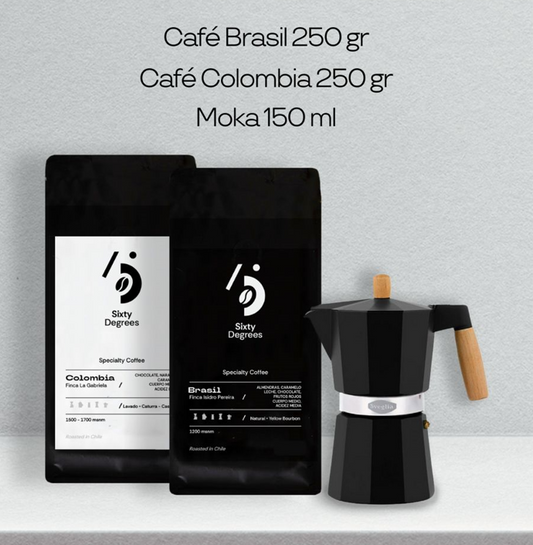 Pack 2 cafés 250g + Cafetera italiana 150ml